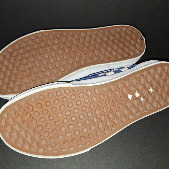 Vans Classic White/Blue Checkerboard Sneakers - Picture 4 of 6